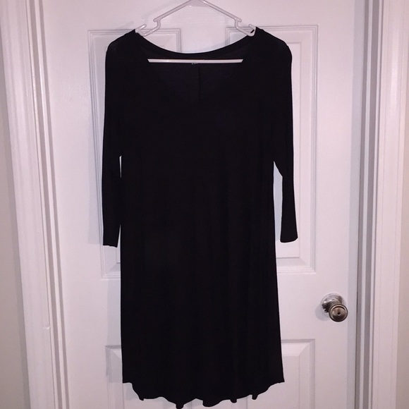 Black three Quarter Length Sleeve Tee Shirt Dress - Picture 1 of 2